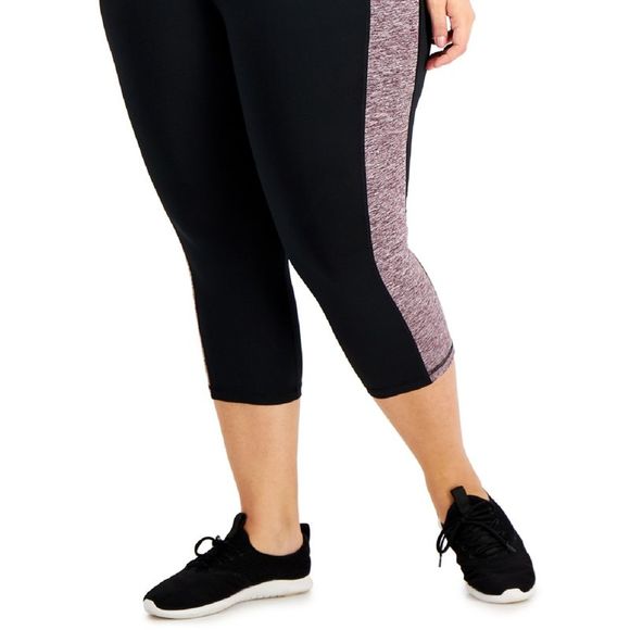 ID Ideology Women's Colorblocked Capri Leggings Black Size 4X - Picture 3 of 3